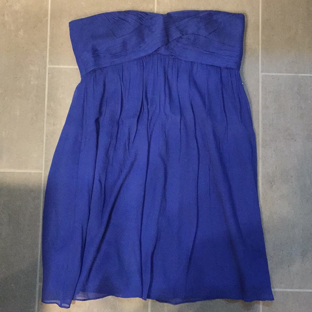 J. Crew Blue Silk Strapless Dress